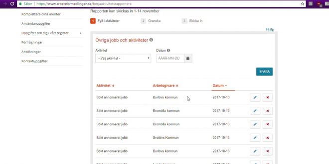 كيفية ارسال التقرير الشهري الى مكتب العمل في السويد aktivitetsrapport arbetsförmedlingen